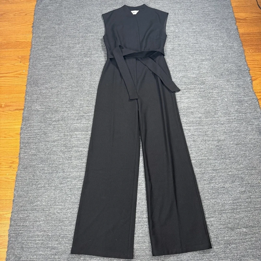 Odd Must Ultimate Must Wide Leg Jumpsuit Women Large Black Stretch Crepe Formal